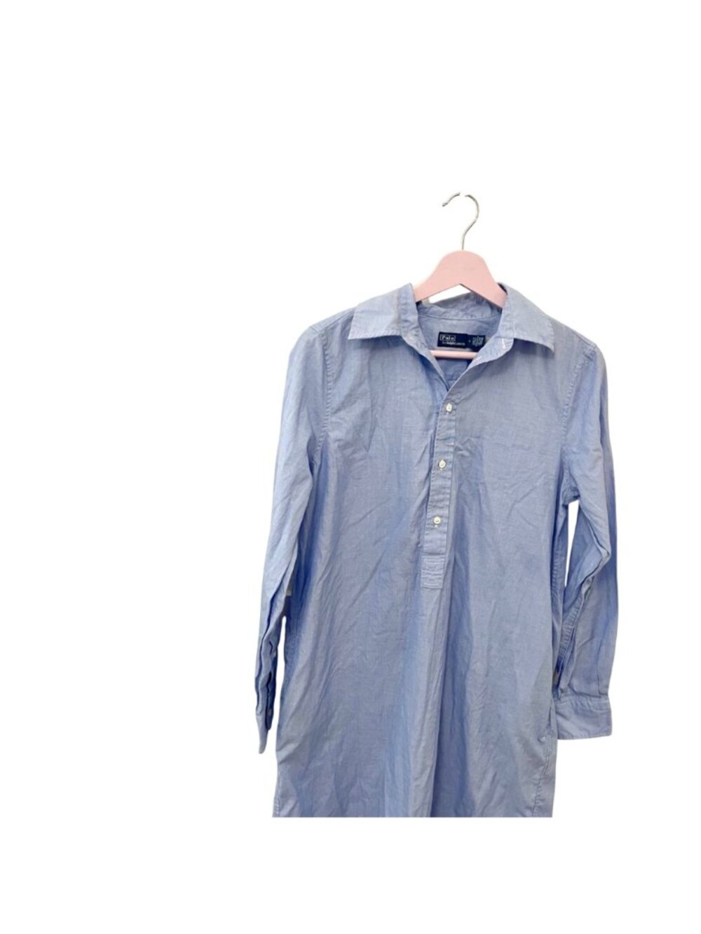 Polo Ralph Lauren Blue Long Sleeve Cotton Shirt Dress Size 4 - Picture 2 of 6